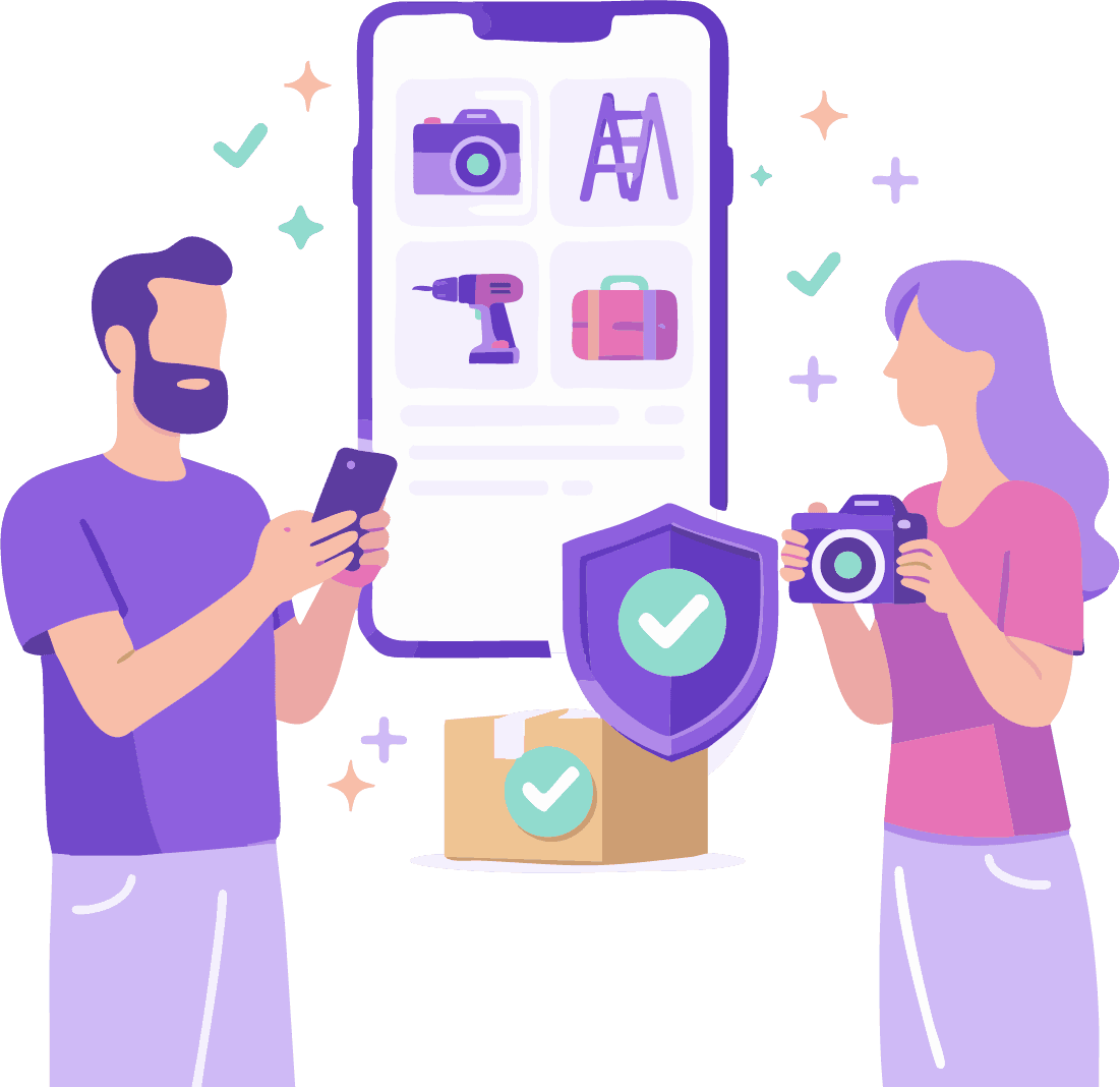 Pessoa explorando itens para locação no celular